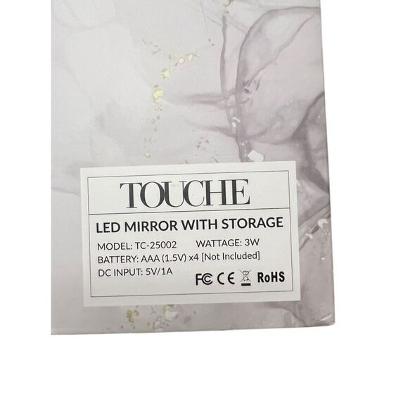 Touche LED Mirror with Storage Sleek Design Makeup Vanity Foldable Mirror NEW - Picture 3 of 5